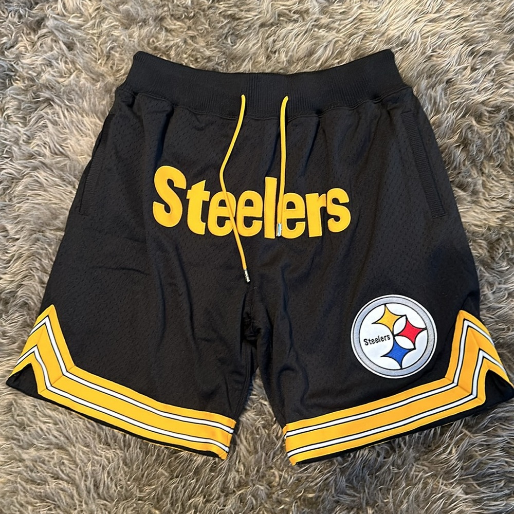 Pittsburgh Steelers Mitchell & Ness Just Don Gold Rush Shorts - Black